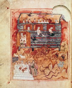 N.A.L 2334 fol.10v El Arca de Noé, del Pentateuco de Tours de French School