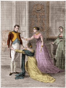 NAPOLEÓN Bonaparte (1769-1821), Emperador de Francia, concediendo a Madame de Polignac la gracia de la vida de su esposo (Jules Armand (Jules-Armand), Príncipe de Polignac de French School