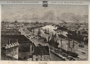 Nantes - Loira-Atlántico - grabado en “La France illustree: geographie, histoire, administración statistique” por V.A. Malt-Brown. 1884 de French School