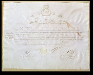 Autorización de Napoleón Bonaparte para la compra de Luisiana por los Estados Unidos, 30 de abril de 1803 de French School