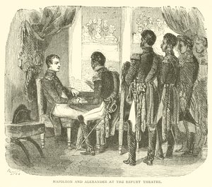 Napoleón y Alejandro en el Teatro de Erfurt de French School