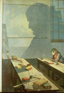 Napoleón de colegial, ilustración de "Bonaparte" de G. Montorgneil 1910 (litografía)