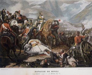 Napoleón en la Batalla de Rivoli el 14 de enero de French School