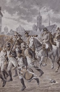 Napoleón con su ejército (litografía)