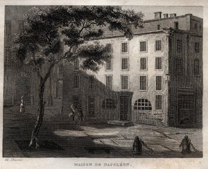 Casa natal de Napoleón Bonaparte en Ajaccio (Córcega) - Lugar de nacimiento de Napoleón Bonaparte en Ajaccio en Córcega - Grabado de “Italia Pintoresca” - Pintura Histórica y Descriptiva de Italia” por M. de Norvins, Ch. Nodier 1834-1836. de French School