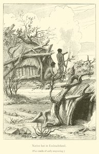 Cabaña nativa en Endrachtland (grabado) de French School