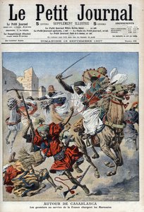 Cerca de Casablanca, los goumiers cargando contra los marroquíes, ilustración de 