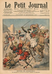 Cerca de Casablanca, los goumiers cargando contra los marroquíes, ilustración de 
