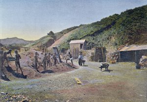 Minas de níquel en la costa este de Nueva Caledonia, grabado por Gillot, c.1900