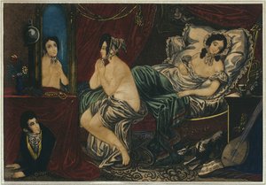 Noche, hora de dormir, principios del siglo XIX (grabado en color) de French School