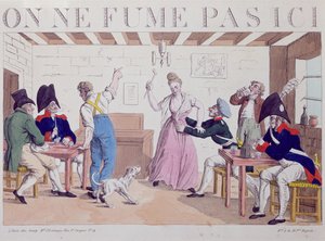 No fumar, caricatura contra la presencia de las tropas aliadas en París, 1815 de French School