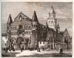 Notre Dame de Poitiers - grabado en “La France illustree: geographie, histoire, administration statistique” por V.A. Malt-Brown. 1884 de French School