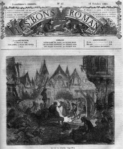 Serie de novelas: “Notre Dame de París” por Victor Hugo (1802-1885). El tribunal de los milagros. Grabado en “Les bons romances” de French School