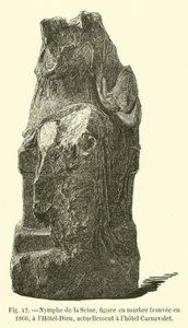 Ninfa del Sena, figura en mármol encontrada en 1866, en el Hotel-Dieu, actualmente en el hotel Carnavalet de French School