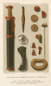 Objetos encontrados en la tumba de Childerico I en Tournay de French School