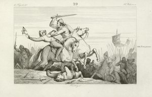 Odo, rey de Francia Occidental, luchando contra los vikingos
