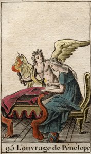 Odisea de Homero: la fiel Penélope, esposa del héroe Ulises, constantemente tejiendo y defendiendo un tapiz esperando el regreso de su esposo a Ítaca.