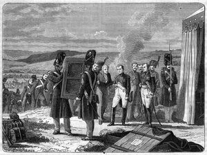 En la víspera de la Batalla de Borodino, 7 de septiembre de 1812: Napoleón ante el retrato del Rey de Roma - El retrato del Rey de Roma Napoleón II trae a Napoleón I la víspera de la Batalla de la Moskova (Batalla de Borodino) de French School