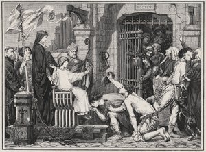 Con motivo de su futuro (1227), el joven Luis IX hizo prisioneros - grabado en “Les Hommes Celebres de la France” por Louis Dumas 1889 de French School