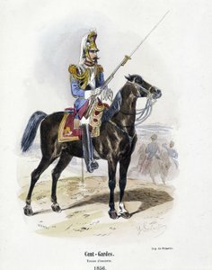 Cien - Guardias: traje de escolta en 1856 - en "Historia del ejército" por A. Barbier de French School