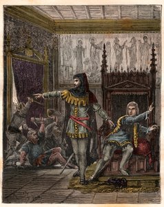Guerra de los Cien Años: El delfín Carlos (luego Carlos V) y Etienne Marcel que asesinó a dos ministros en la habitación del delfín francés de French School