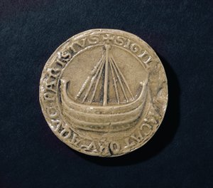 Uno de los sellos más antiguos de la Ciudad de París, c.1210 de French School