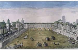 Vista óptica de París: Le Pont au change. sd. v. 1800, ciudad de París. de French School