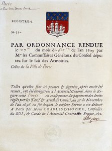 Orden que establece las Armas de la Ciudad de París, 27 de febrero de French School