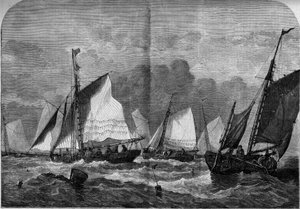 Pescadores de ostras en Whitstable Bay, Inglaterra de French School