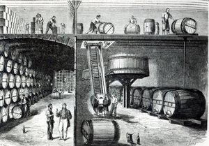 Bodegas y talleres de P. Morel y F. Souzac en Burdeos de Le Monde Illustré, 1864 de French School