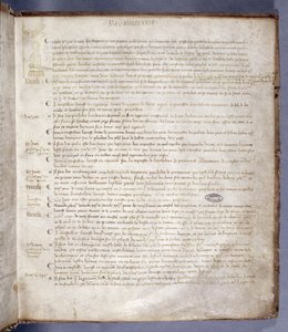 Página del Registro del Consejo del Parlamento de París que representa a Juana de Arco (1412-31), 10 de mayo de 1429 de French School