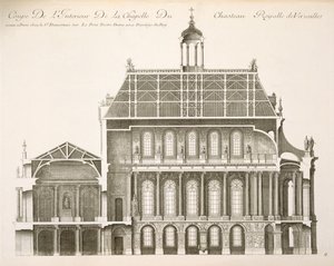 Palais du Louvre: la Capilla Real, sección, c.1720s de French School