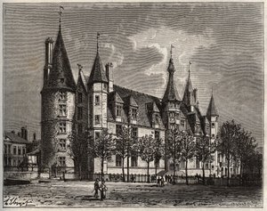 Palacio ducal de Nevers - Castillo del siglo XV-XVI - grabado en 