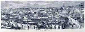 Panorama de Puebla, México central, de Las ciudades antiguas del Nuevo Mundo, por Claude-Joseph-Desire Charnay, pub. 1887 de French School
