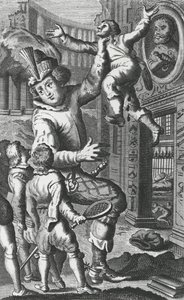 Pantagruel agarrando a Limousin por la garganta, ilustración de 