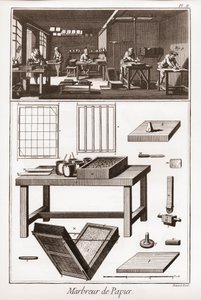 Marmoleado de papel - “La Gran Enciclopedia, o Diccionario Razonado de las Ciencias, las Artes y los Oficios” por Denis Diderot (1713-1784) y Jean d
