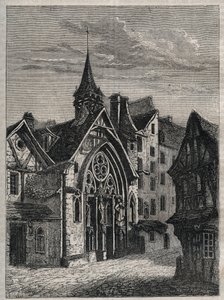 París - Rue Saint-Martin, iglesia Saint-Julien-des-Menetriers - Grabado en “Historia física, civil y moral de París: desde los primeros tiempos históricos hasta el presente” por Jacques Antoine Dulaure de French School