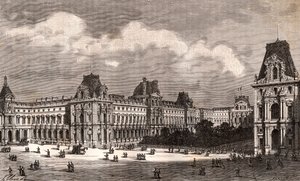 París Le Louvre - grabado en “La France illustrée: géographie, histoire, administración statistique” por V.A. Malt-Brown. 1884 de French School