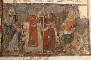 Iglesia parroquial (Església de la Mare de Déu de Solers). Interior. Las naves. Pinturas murales. Detalle. Siglo XVI.