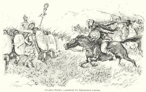 Caballería parta atacando a legionarios romanos de French School