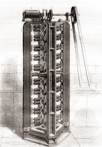 Motor Vertical de Paul-Gustave Froment, c.1844, de Les Merveilles de la Science, publicado c.1870 de French School
