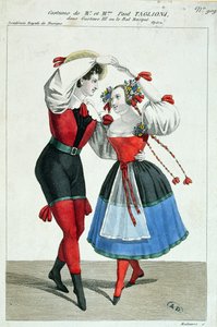 Paul Taglioni (1808-84) y su esposa Anna Galster bailando en Gustave III, c.1830