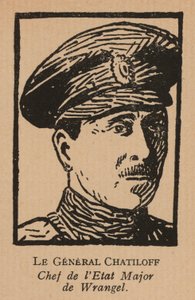 Pavel Chatilov, Jefe de Estado Mayor del Ejército Blanco del General Pyotr Wrangel en el sur de Rusia durante la Guerra Civil Rusa (litografía)