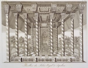 Pabellón en el Palacio Real de Isfahan, de Voyages du Chevalier Chardin en Perse, et autres Lieux d
