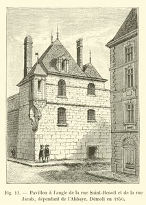 Pabellón en la esquina de la calle Saint-Benoit y de la calle Jacob, dependiente de la Abadía, Demolido en 1850 de French School