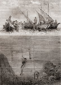 Buzos de perlas en la costa de la Isla de Ceilán en el siglo XVIII, de 
