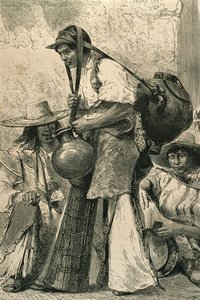 Campesinos en la Ciudad de México, 1860s (grabado) de French School