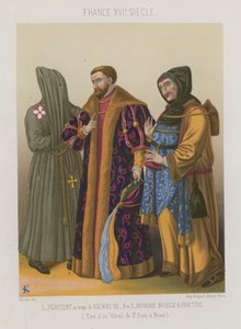 Penitente en tiempos de Enrique III con un noble y un sacerdote de French School