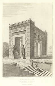 Persépolis, Propíleos de Jerjes, Vista en perspectiva, restaurada por Ch Chipiez de French School