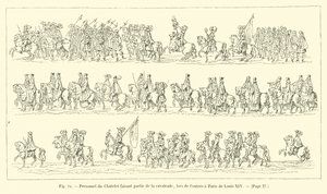 Personal del Chatelet formando parte de la cabalgata, durante la entrada a París de Luis XIV